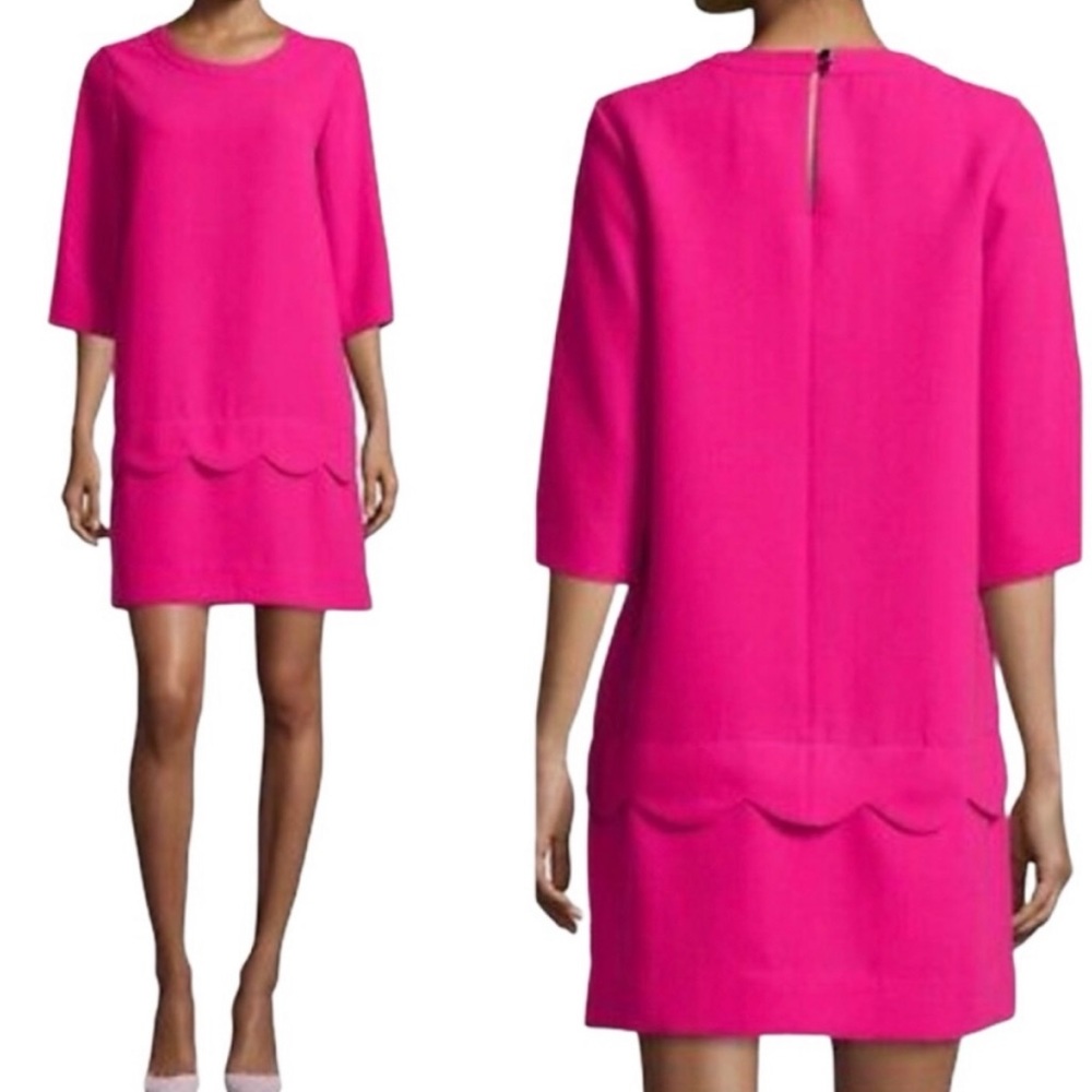 Kate Spade Demi Scalloped Shift Dress Barbie Pink SZ 6